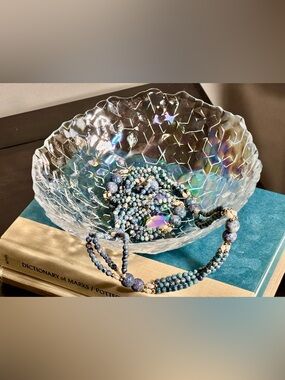 Crystal Honeycomb Glass Decorative Bowl in Iridescent Clear